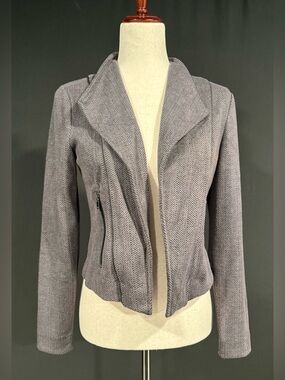 Banana Republic Factory Gray Herringbone Open Drape Blazer